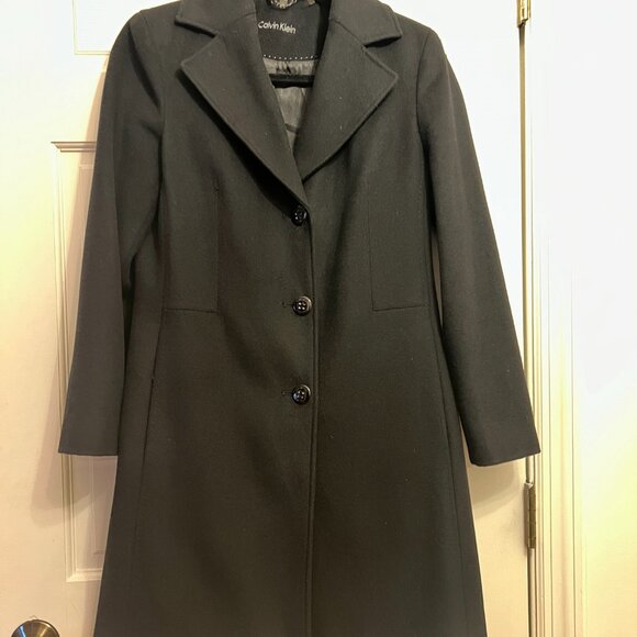 Calvin Klein single-breasted, mid-length wool coat - Picture 2 of 3